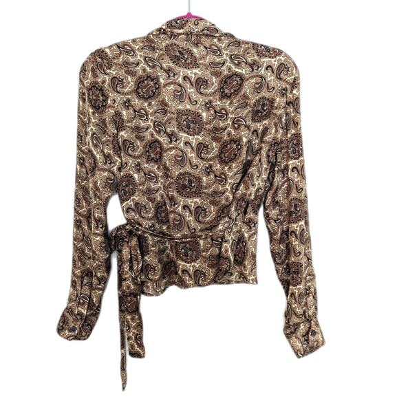 Michael Kors 100% Silk Paisley Wrap Top Size 6 Vintage - Picture 2 of 8